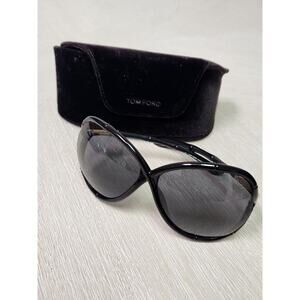 Tom Ford Claudia TF 75 B5 Black Oversized Sunglasses Y2K